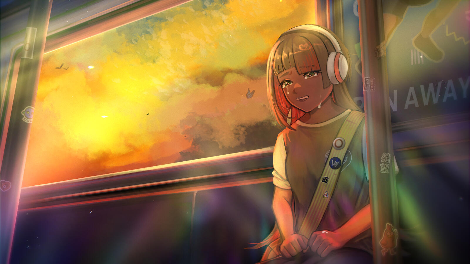 Music video illustration for a cover of "FireFlower" by Norao.